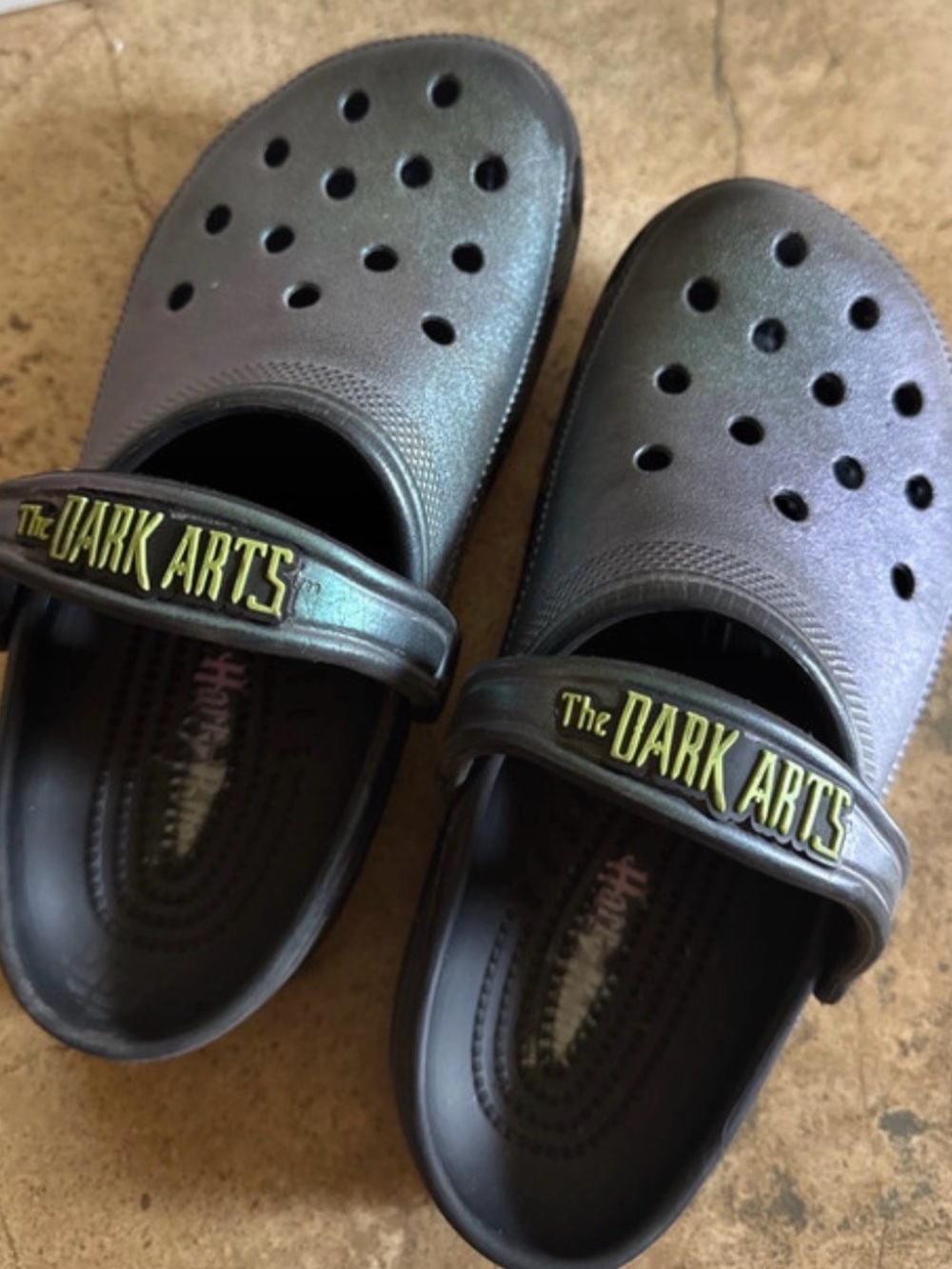 CROCS Kids Dark Arts Black Clog with Yellow Accent